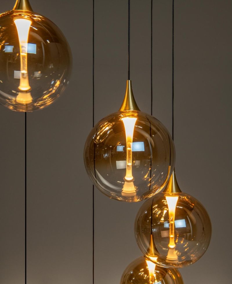 Lucide GISELA - Závesné svietidlo - Ø 48 cm - LED Rozm. - 5x3,8W 2700K - Jantárová